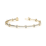 Geometric Link Diamond Tennis Bracelet with Round Cut Diamonds in Gold or Platinum