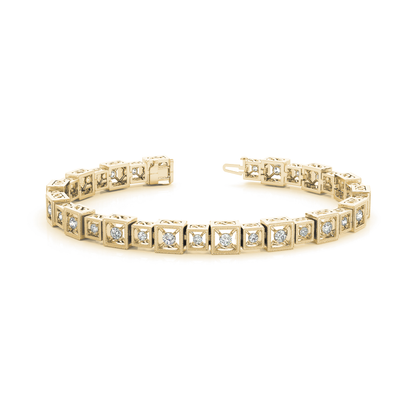 Round Cut Diamond Tennis Bracelet in Gold and Platinum Hallmarked