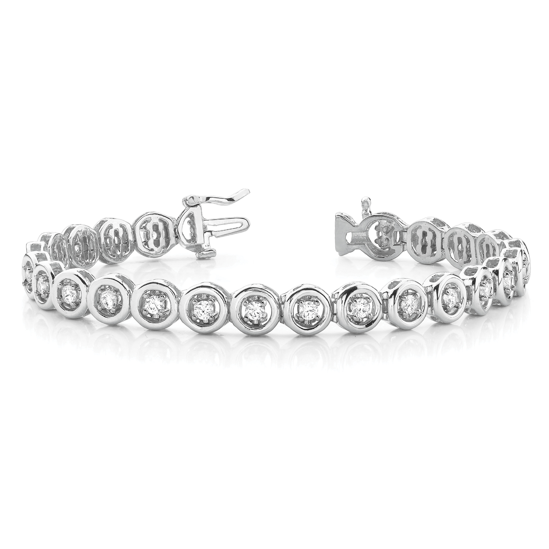 Round Cut Diamond Tennis Bracelet in Bezel Set Lab Grown or Natural Diamonds