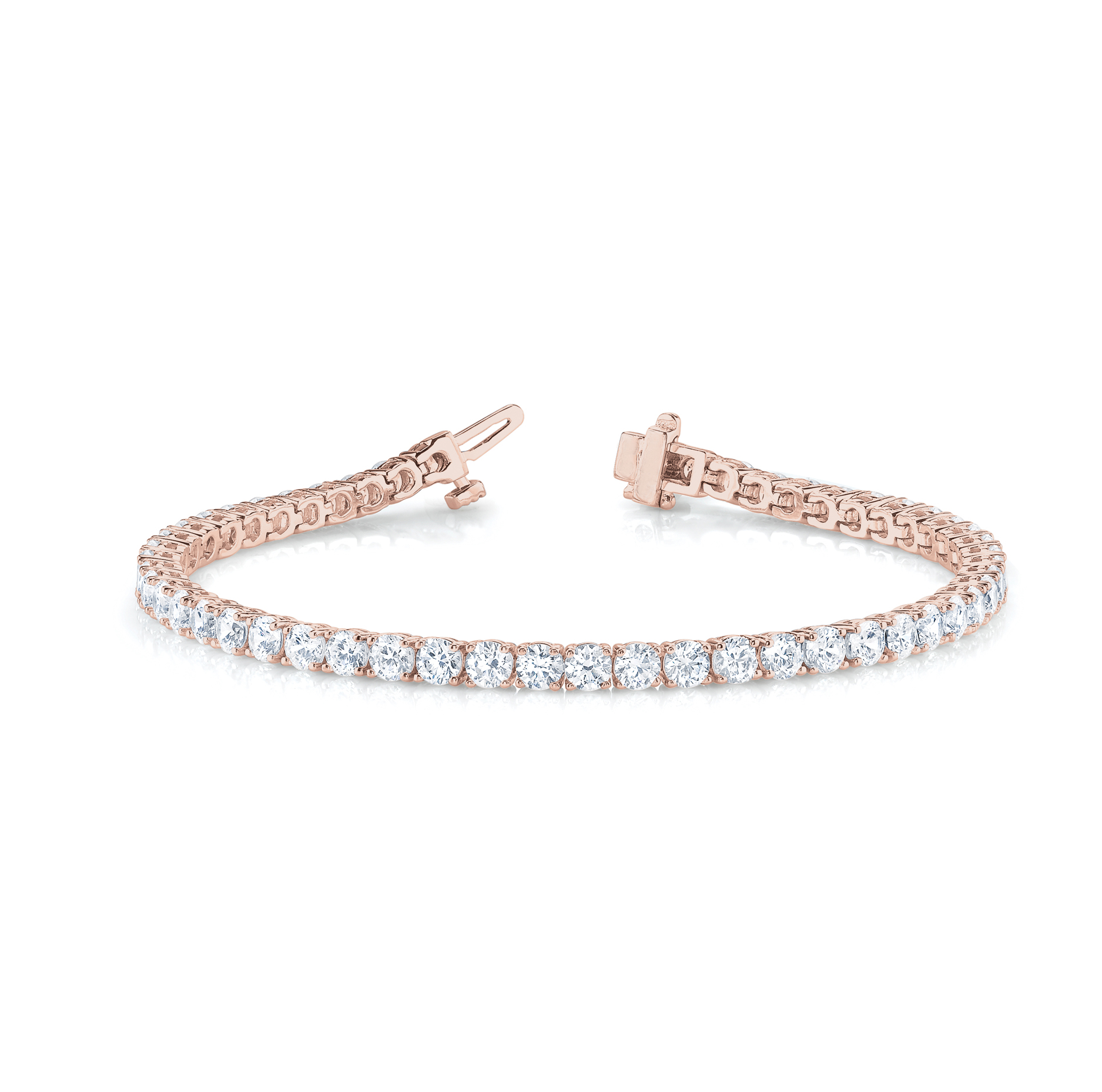 Luxury Lab Grown Diamond Round Cut 8.00 Carat Tennis Bracelet in Gold and Platinum