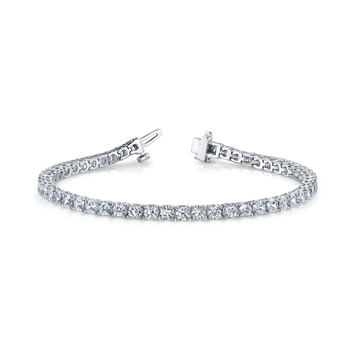 Luxury Lab Grown Diamond Round Cut 8.00 Carat Tennis Bracelet in Gold and Platinum