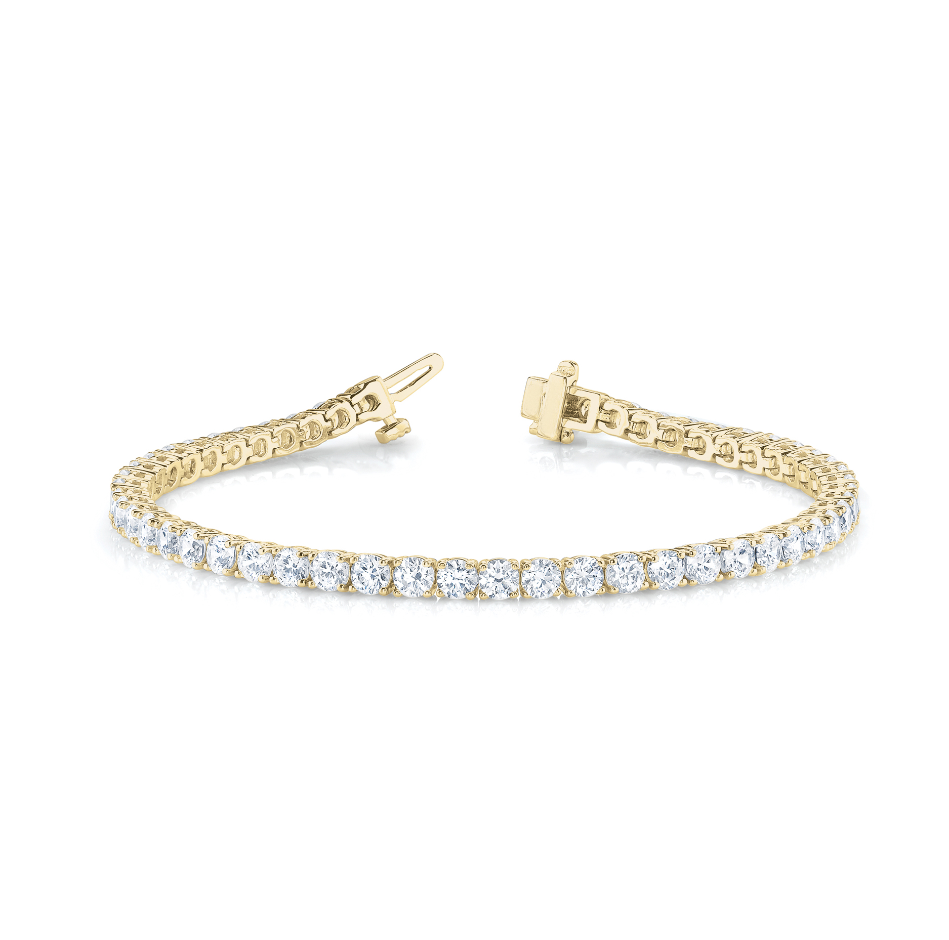 Luxury Lab Grown Diamond Round Cut 8.00 Carat Tennis Bracelet in Gold and Platinum