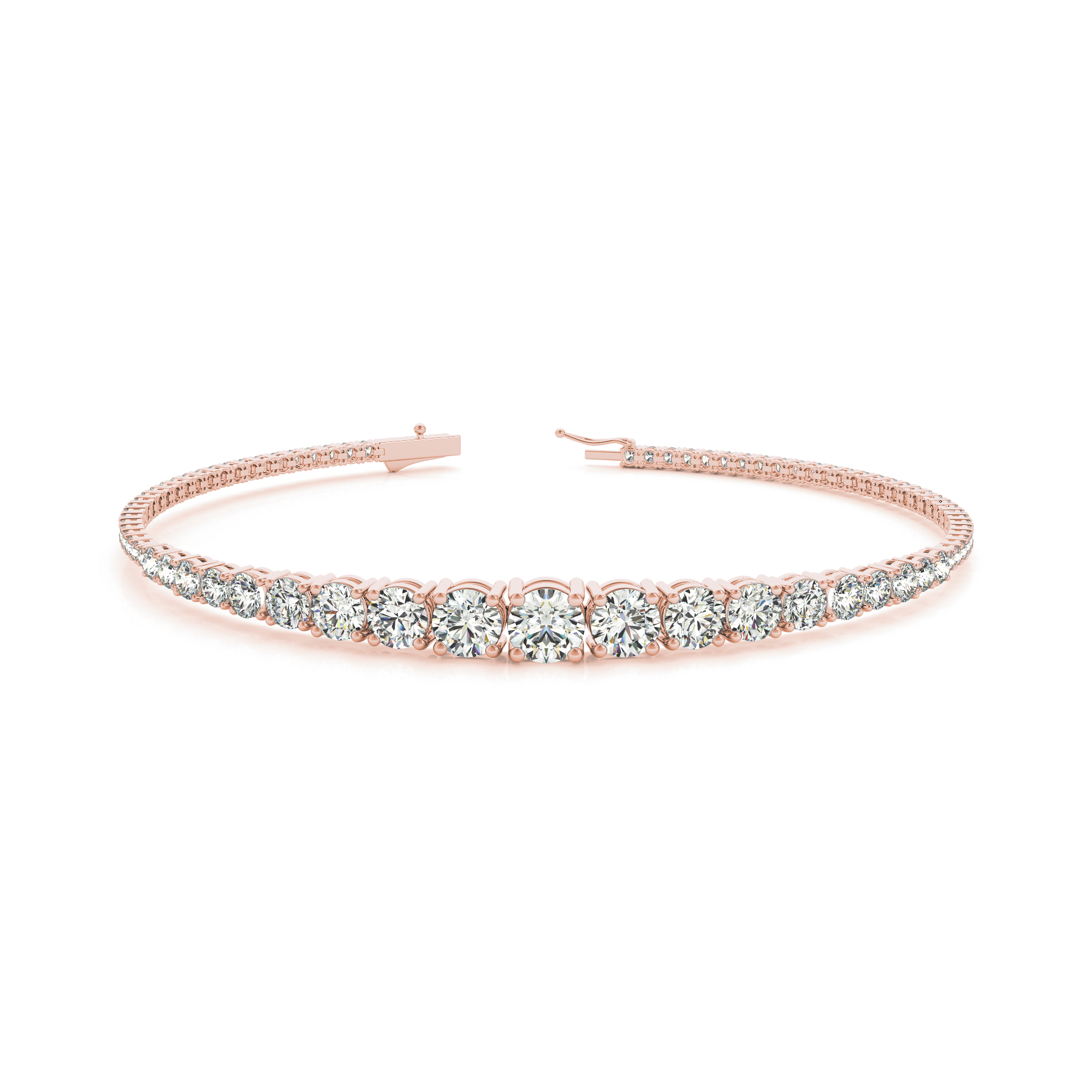 Graduated Round Diamond Tennis Bracelet in 9K Gold or Platinum | Luxury Jewelry