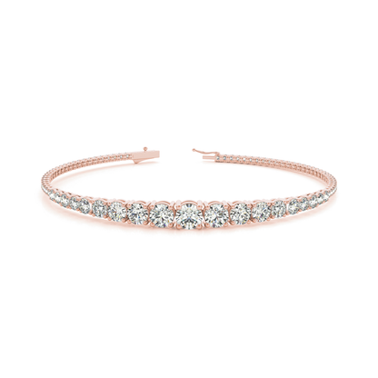Luxury Tennis Bracelet with Graduated Round Diamonds in 9K Gold