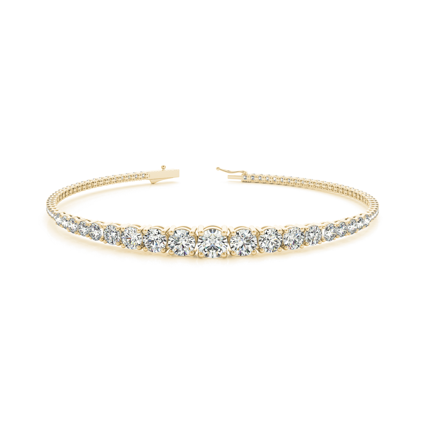 Luxury Tennis Bracelet with Graduated Round Diamonds in 18K Gold and Platinum