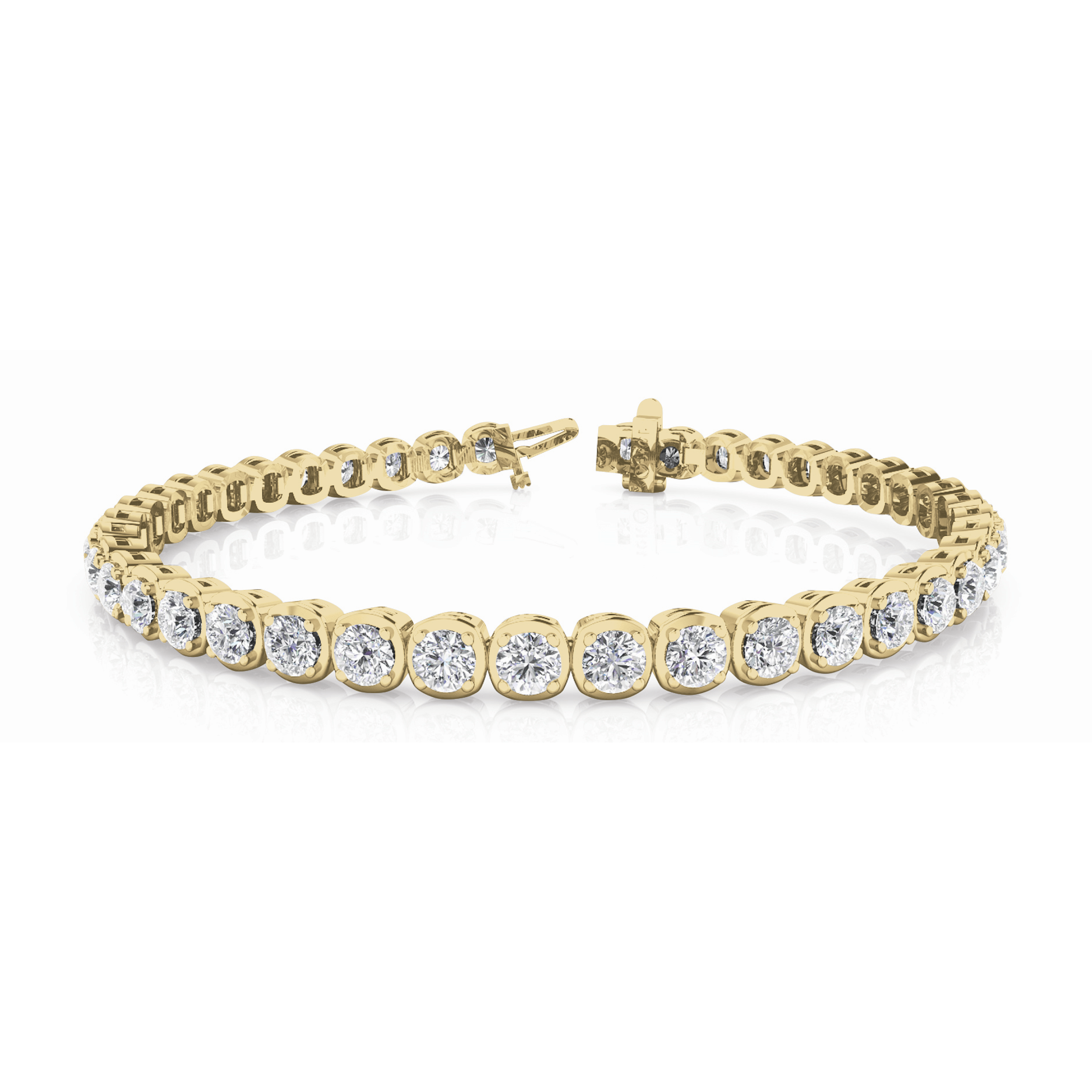 Cushion Link Tennis Bracelet with Round Cut Lab or Natural Diamonds in Gold & Platinum