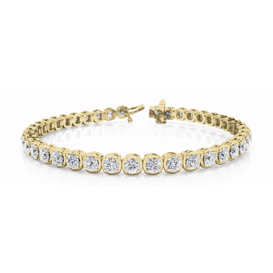Round Diamond Tennis Bracelet in Cushion-Style Links | Secure Box Clasp