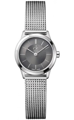 CK Calvin Klein K3m23124 Minimal Gray Dial Ladies Watch Silver One Size