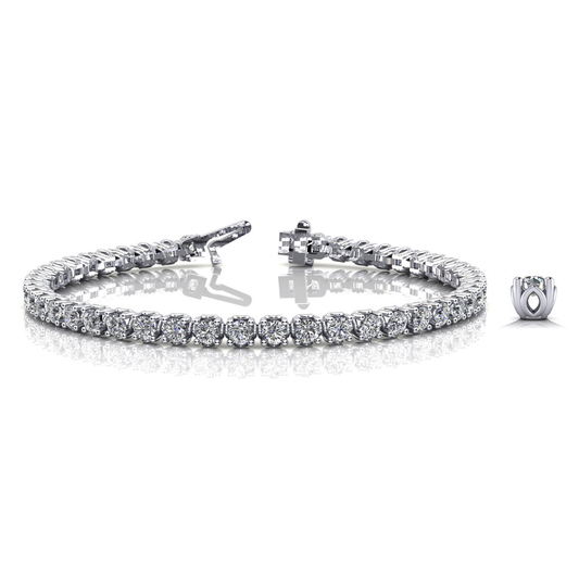 Round Brilliant Cut Prong Set Diamond Tennis Bracelet in 9K Solid Gold & Platinum