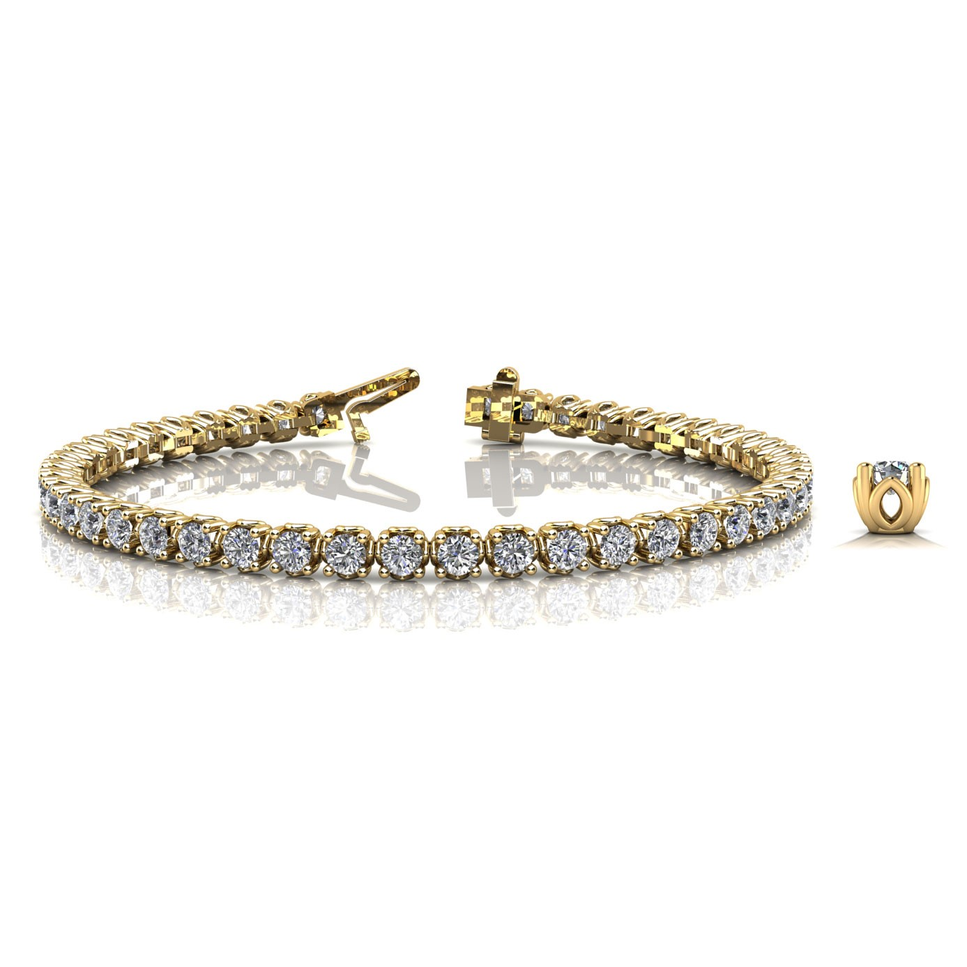 Round Brilliant Cut Prong Set Diamond Tennis Bracelet in 9K Solid Gold