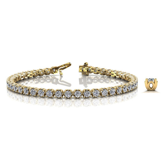 Round Brilliant Cut Prong Set Diamond Tennis Bracelet in 9K Solid Gold & Platinum