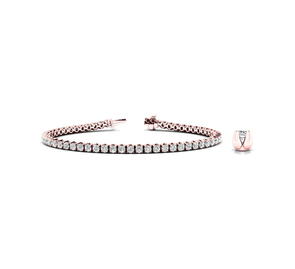 Premium Round Cut Lab Grown or Natural Diamond Tennis Bracelet in Gold Finish