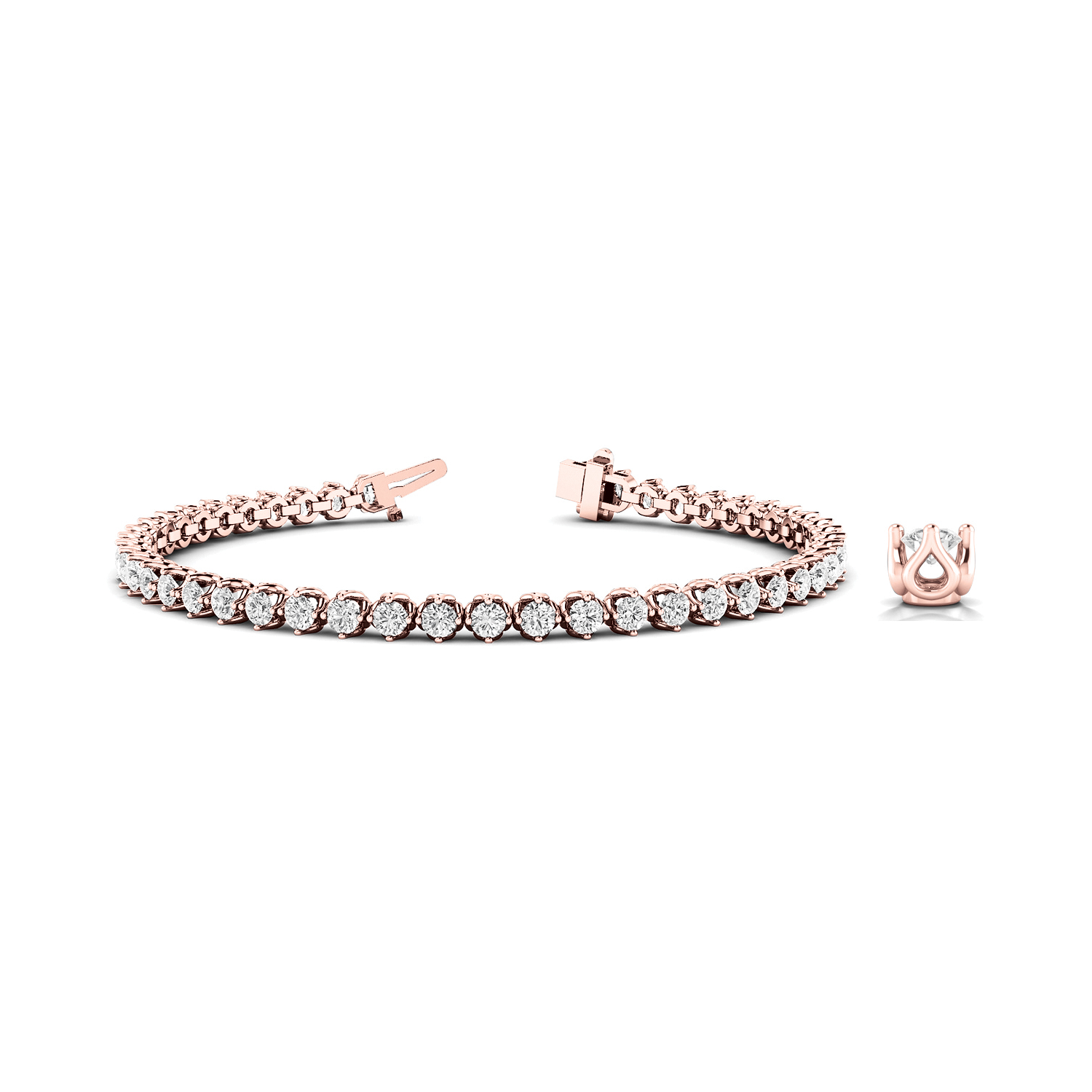 Lab Grown or Natural Round Cut Diamond Tennis Bracelet in 18K Gold and Platinum