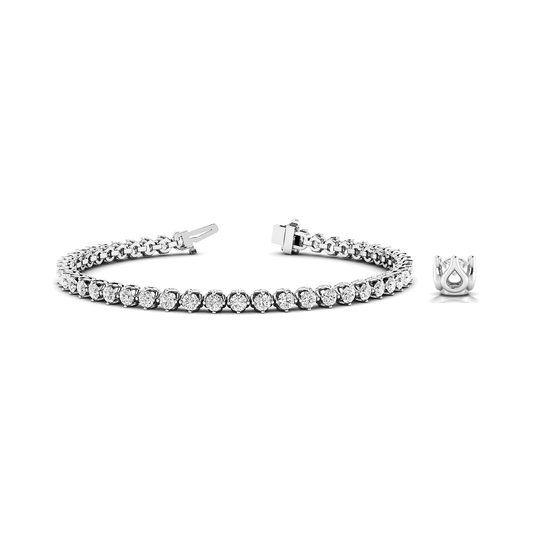 Classic Lab Grown Or Natural Round Cut Diamond Tennis Bracelet in 9K White Gold