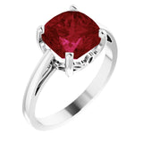 Cushion Lab-Grown Ruby Solitaire Ring in Gold