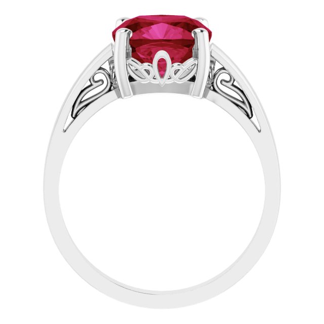 Cushion Lab-Grown Ruby Solitaire Ring in Gold