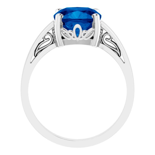 Cushion Lab-Grown Blue Sapphire Solitaire Ring in Gold