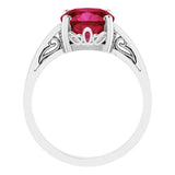 Cushion Lab-Grown Ruby Solitaire Ring in Gold