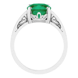Cushion Lab-Grown Emerald Solitaire Ring in Gold