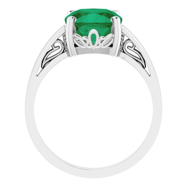 Cushion Lab-Grown Emerald Solitaire Ring in Gold