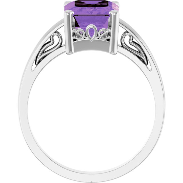 Emerald Amethyst Solitaire Ring in Gold