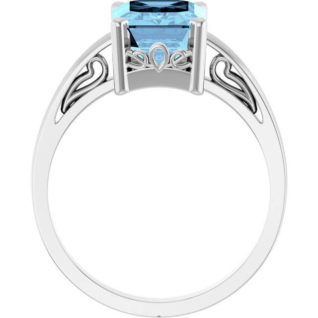 Emerald Aquamarine Solitaire Ring in Gold