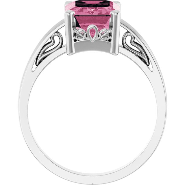 Emerald Pink Tourmaline Solitaire Ring in Gold
