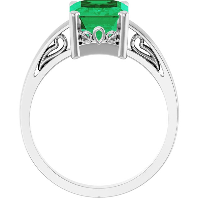 Emerald Lab-Grown Emerald Solitaire Ring in Gold