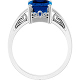 Emerald Lab-Grown Blue Sapphire Solitaire Ring in Gold