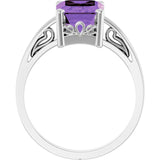 Emerald Amethyst Solitaire Ring in Gold