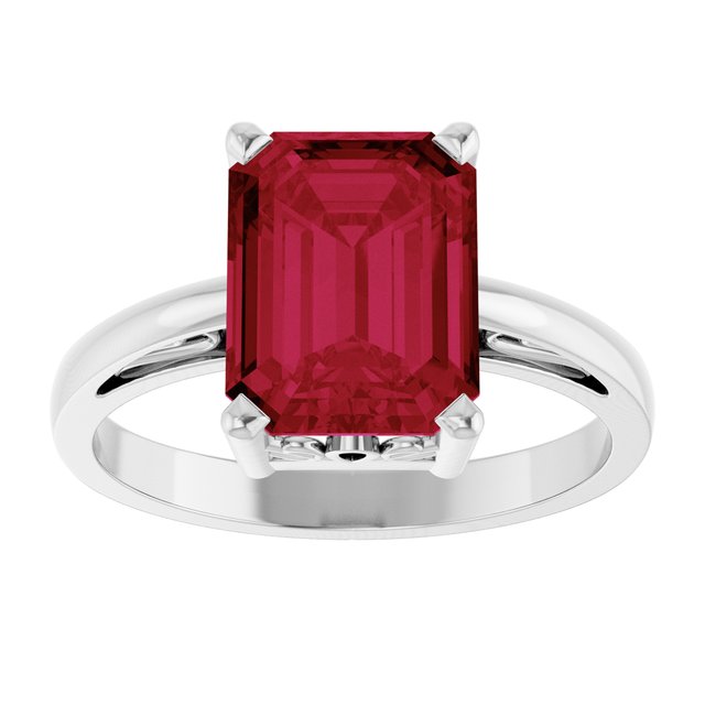 Emerald Lab-Grown Ruby Solitaire Ring in Gold
