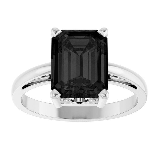 Emerald Black Onyx Solitaire Ring in Gold