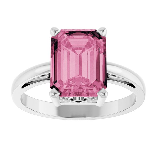 Emerald Pink Tourmaline Solitaire Ring in Gold