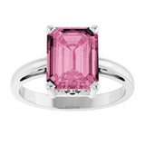 Emerald Pink Tourmaline Solitaire Ring in Gold