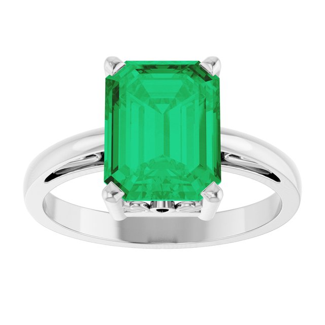 Emerald Lab-Grown Emerald Solitaire Ring in Gold