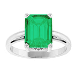 Emerald Lab-Grown Emerald Solitaire Ring in Gold