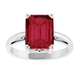 Emerald Lab-Grown Ruby Solitaire Ring in Gold