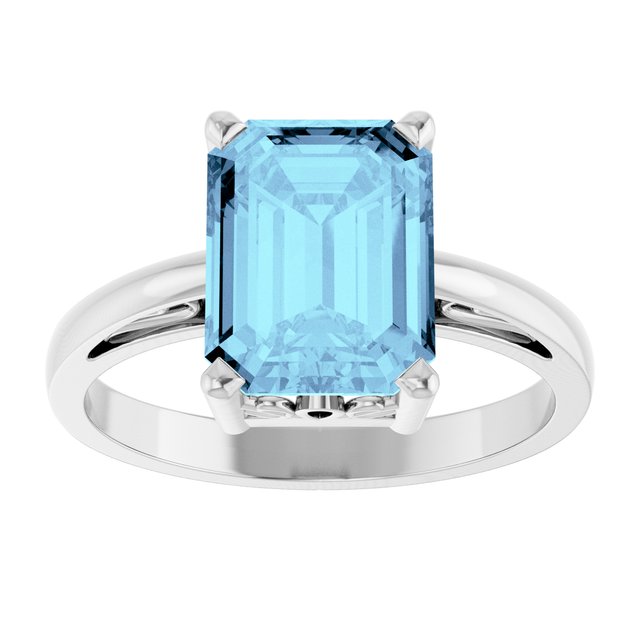 Emerald Aquamarine Solitaire Ring in Gold