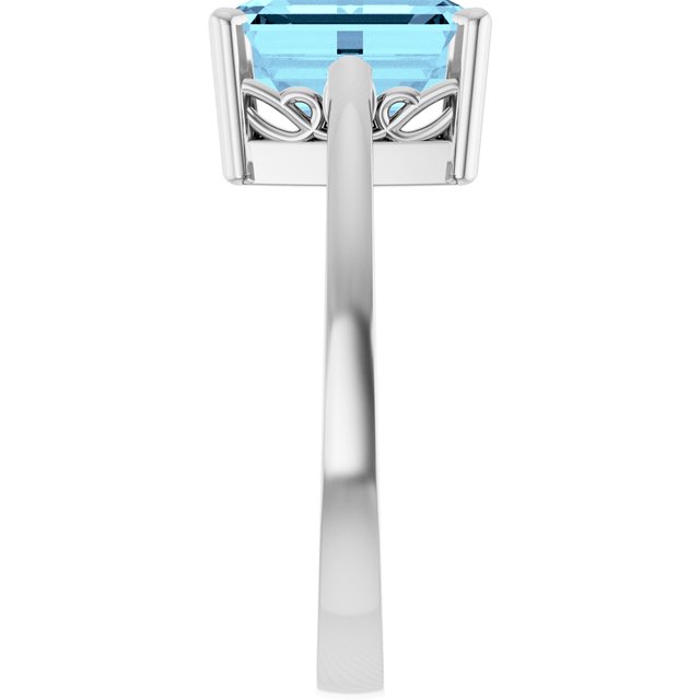 Emerald Aquamarine Solitaire Ring in Gold