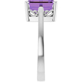 Emerald Amethyst Solitaire Ring in Gold