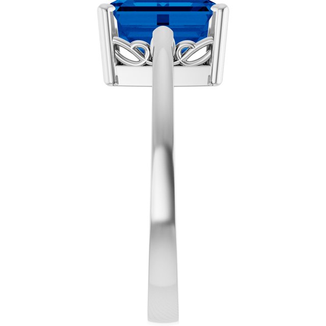 Emerald Lab-Grown Blue Sapphire Solitaire Ring in Gold