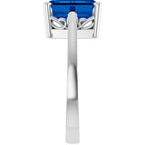Emerald Lab-Grown Blue Sapphire Solitaire Ring in Gold