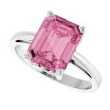 Emerald Pink Tourmaline Solitaire Ring in Gold