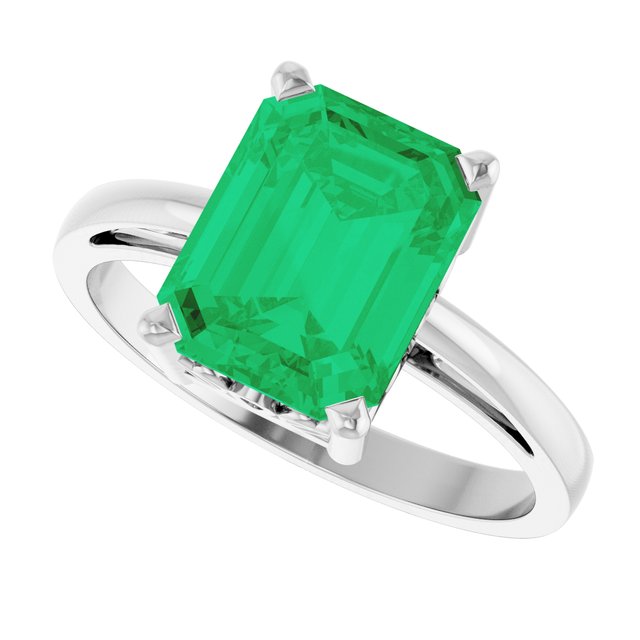 Emerald Lab-Grown Emerald Solitaire Ring in Gold