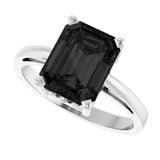 Emerald Black Onyx Solitaire Ring in Gold