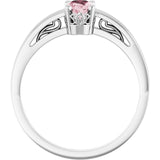 Oval Pink Mandganite Solitaire Ring in Gold