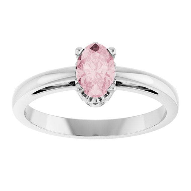 Oval Pink Mandganite Solitaire Ring in Gold