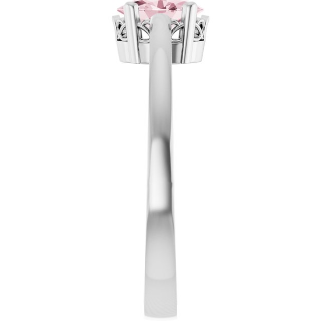 Oval Pink Mandganite Solitaire Ring in Gold