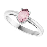 Oval Pink Mandganite Solitaire Ring in Gold