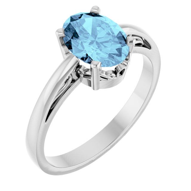 Oval Aquamarine Solitaire Ring in Gold